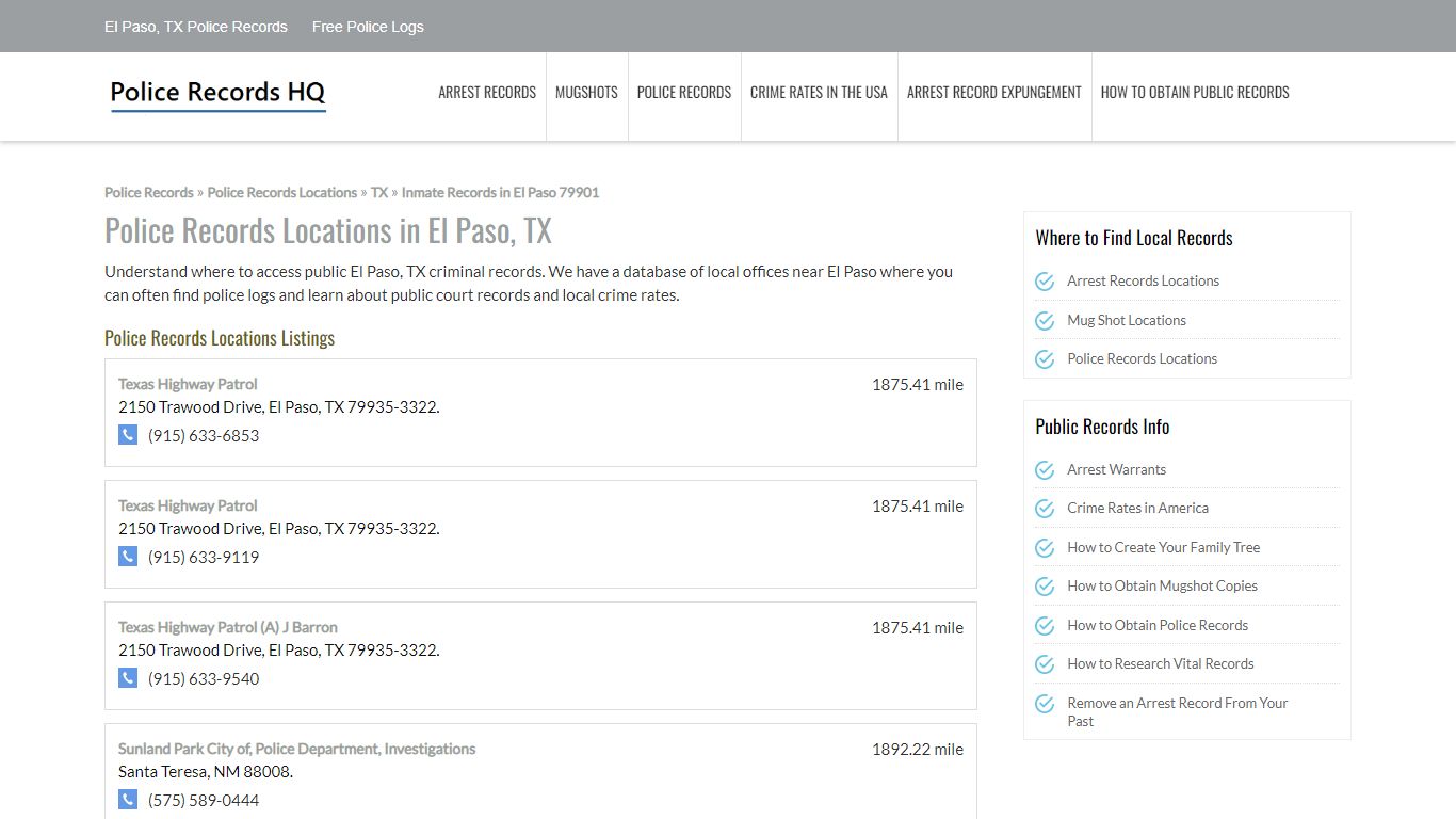 El Paso, TX Police Records - Free Police Logs