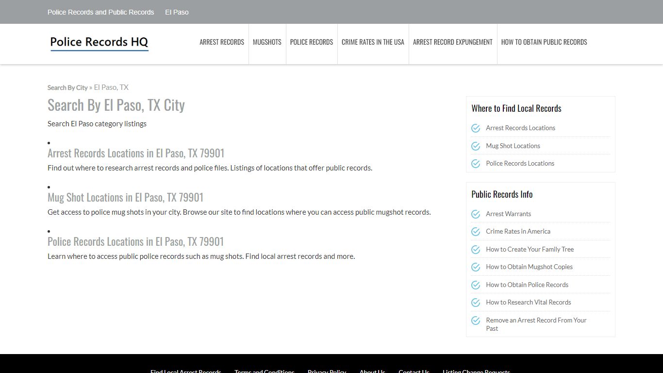 Police Records in El Paso, TX